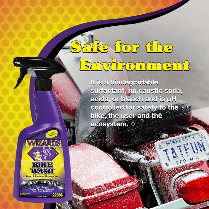 WIZARDS Bike Wash - Cleaner For Motorcycle Washing Kit- Quick Detailer for Bike with Bug Remover - For Your Motorcycle Accessories and Detail Kit - 22 oz - Image 5